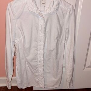 GAP 100% Cotton Super Soft White Blouse with Small Ruffle Collar